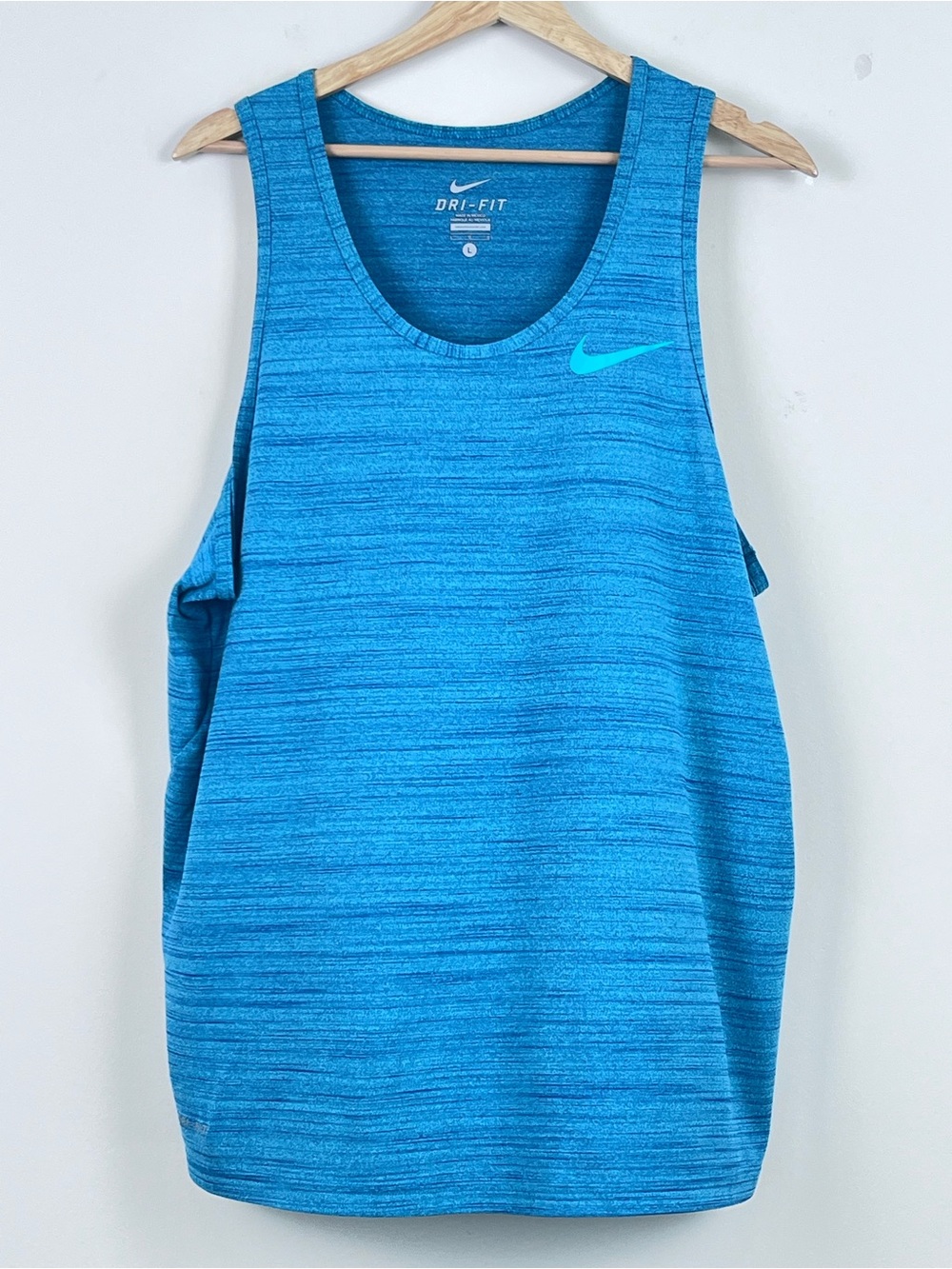 Nike Men's Dri-Fit Heathered Blue Performance Tank Top 648273 Size L; Gym, Run